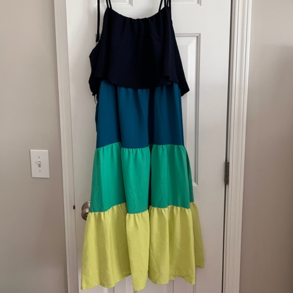 Color-block Tiered Dress